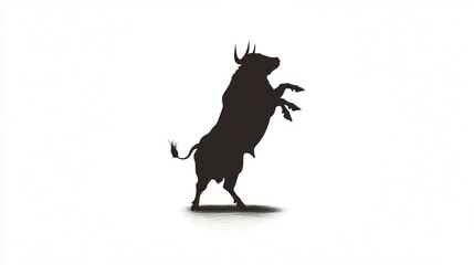 Fototapeta premium Silhouette bull rearing, abstract animal, isolated, for graphic design