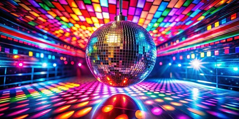 Disco Ball Interior, Retro Party Lighting, Vibrant Nightclub,  Spinning Mirror Ball,  Groovy Interior Design