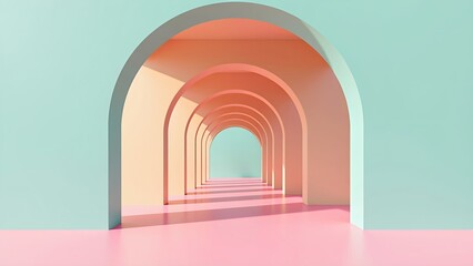 Fototapeta premium The dreamy space of the arched corridor