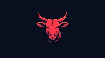 Red Bull Head Logo Graphic Design, Strong Powerful Animal