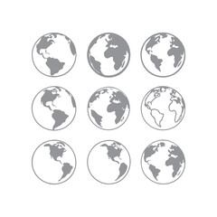 Simple Earth Icons with Editable Stroke - Vector Illustrations for Logos, UI, and Web Design