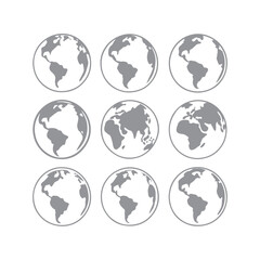 Simple Earth Icons with Editable Stroke - Vector Illustrations for Logos, UI, and Web Design