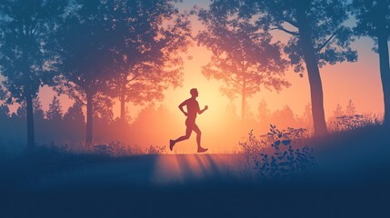 Obraz premium Sunrise Jogger Illustration