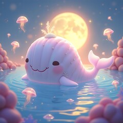 A fluffy whale dreamy ocean adventure
