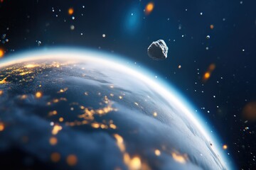 Fototapeta premium Close-Up View of an Approaching Asteroid
