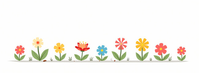 flower bed on a white background 3D cartoon