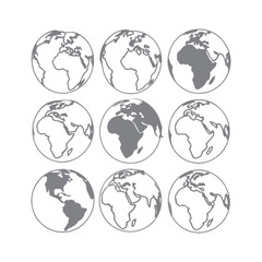 Editable Stroke Minimal Earth Icons - Vector Graphics for Web, Logo, App, and UI Design