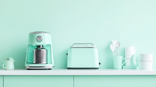 Chrome and mint accents in a modern kitchen setting for home decor inspiration