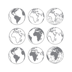 Minimal Planet Earth Icons with Editable Stroke - Vector Graphic Illustration for Web Design, Logos, Apps, Templates, and UI