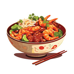 Adobe Illustratchinese, food, asian, traditional, background, china, plate, cuisine, restaurant, oriental, dish, vector, illustration, japanese, lunch, isolated, dinner, bowl, meat, deliciouor Artwork