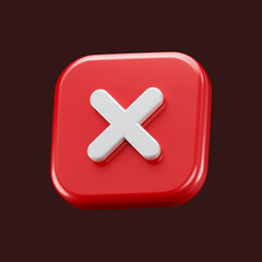 Obraz premium Red 3d negative or decline symbol or icon isolated on dark background. 3d rendering.