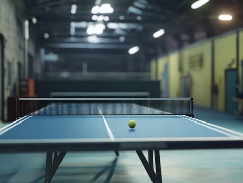Table Tennis Game in Gym, Indoor Sport Activity