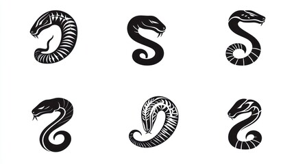 Obraz premium Symbolic snake figures, stylized, design elements