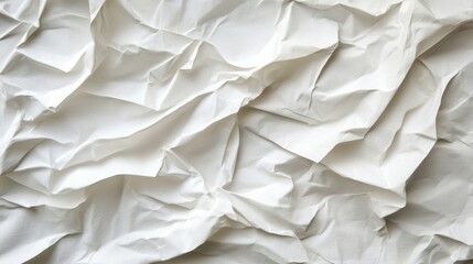 Obraz premium A close-up texture of crumpled white paper, showcasing intricate folds and shadows that create a dynamic visual interest.