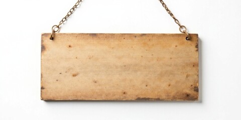 A Rustic Wooden Hanging Sign with a Chain, Ready for Your Message