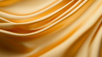 Silky golden fabric drapes elegantly, featuring smooth curves and soft textures, Ideal for fashion...