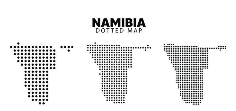Set of Namibia dotted map vector on white isolated