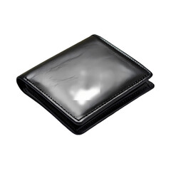 Black Leather Wallet: Compact & Stylish isolated on transparent background
