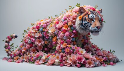 The beautiful teague consists of flowers on a white background