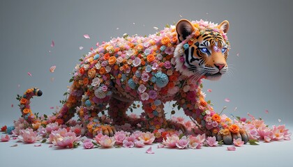 The beautiful teague consists of flowers on a white background