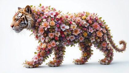 The beautiful teague consists of flowers on a white background