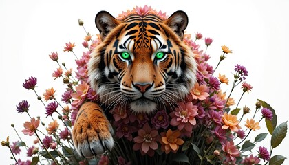 The beautiful teague consists of flowers on a white background