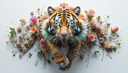 The beautiful teague consists of flowers on a white background