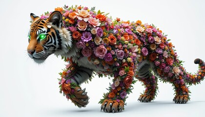 The beautiful teague consists of flowers on a white background