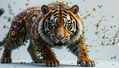 The beautiful teague consists of flowers on a white background