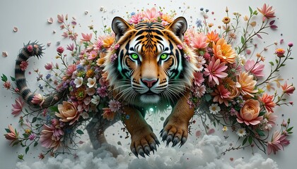 The beautiful teague consists of flowers on a white background