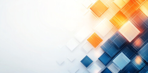Fototapeta premium Abstract geometric background with orange and blue squares, creating modern and vibrant design. composition features blend of colors and shapes, ideal for various creative projects