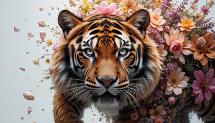 The beautiful teague consists of flowers on a white background