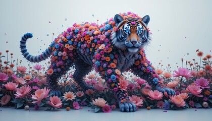 The beautiful teague consists of flowers on a white background