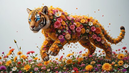 The beautiful teague consists of flowers on a white background