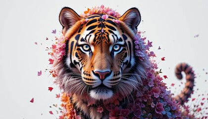 The beautiful teague consists of flowers on a white background