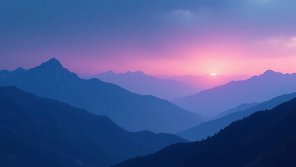 Fototapeta premium Blue Hour Mountain Landscape with Cool Tones