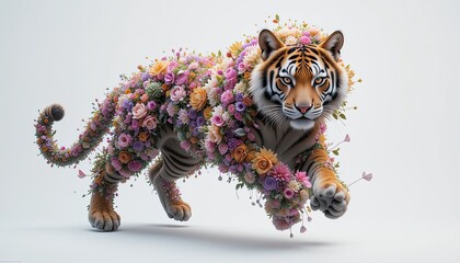 The beautiful teague consists of flowers on a white background