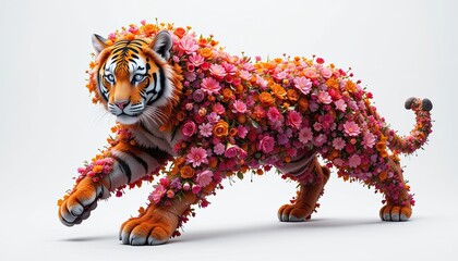 The beautiful teague consists of flowers on a white background