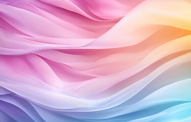 Obraz premium Soft pastel rainbow gradient background with flowing fabric textures, creating serene and calming atmosphere. Ideal for design projects and artistic expressions