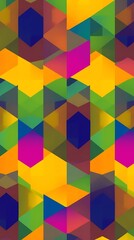 A modern abstract seamless pattern with geometric shapes and gradients, employing a vibrant color palette with complementary hues, achieved through a digital painting style.