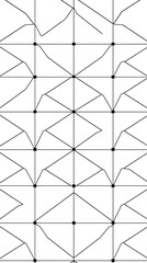 A minimalist seamless pattern with thin lines forming geometric shapes, in shades of black and white, exhibiting a clean and modern aesthetic, featuring a grid layout with a.