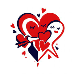 two hearts with a heart