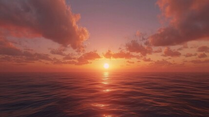 Fototapeta premium A beautiful sunset illuminating the sky and reflecting on the tranquil ocean waters.
