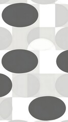 A minimalist seamless pattern of geometric shapes, composed of overlapping circles and squares in shades of gray and white, rendered in a vector style, with a clean and mode.