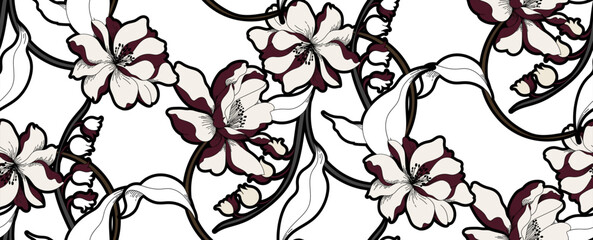 Seamless abstract pattern. Flowers pattern design.