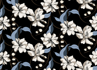 Seamless abstract pattern. Flowers pattern design.