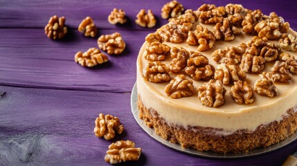 Scrumptious Walnut Cheesecake Dessert with Caramel Glaze