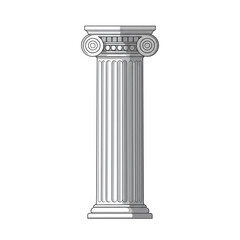 Obraz premium Tall Doric Column Pillar Isolated on White Background, minimalist flat rendering, isolated on white background