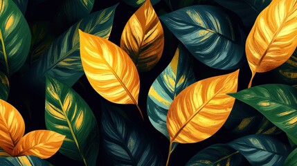 Colorful variety of leaves against a dark background, showcasing nature's beauty.