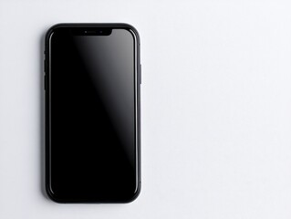 Black Smartphone on White Textured Background of Smartphone mockup with blank